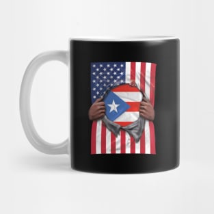 Puerto Rico Flag American Flag Ripped - Gift for Puerto Rican From Puerto Rico Mug